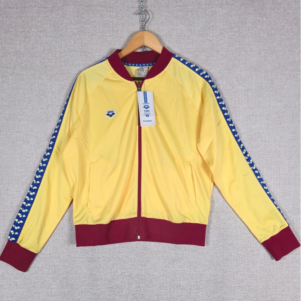 Arena Relax IV Team Jacket Womens‎ Sz L  Burgundy Yellow Track Zip *PLEASE READ*